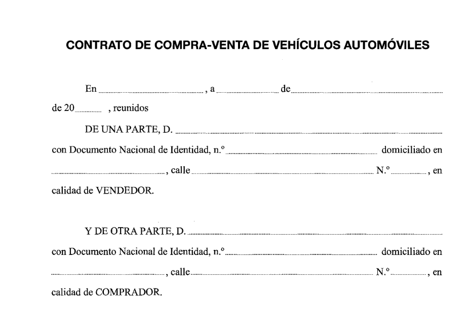 Ejemplo de contrato de compra-venta de vehículos | Perito Judicial